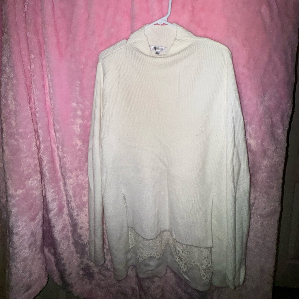 Jennifer Lopez Cream Turtleneck Sweater